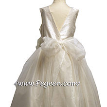Antique White Silk Communion or Flower Girl Dress Style 383