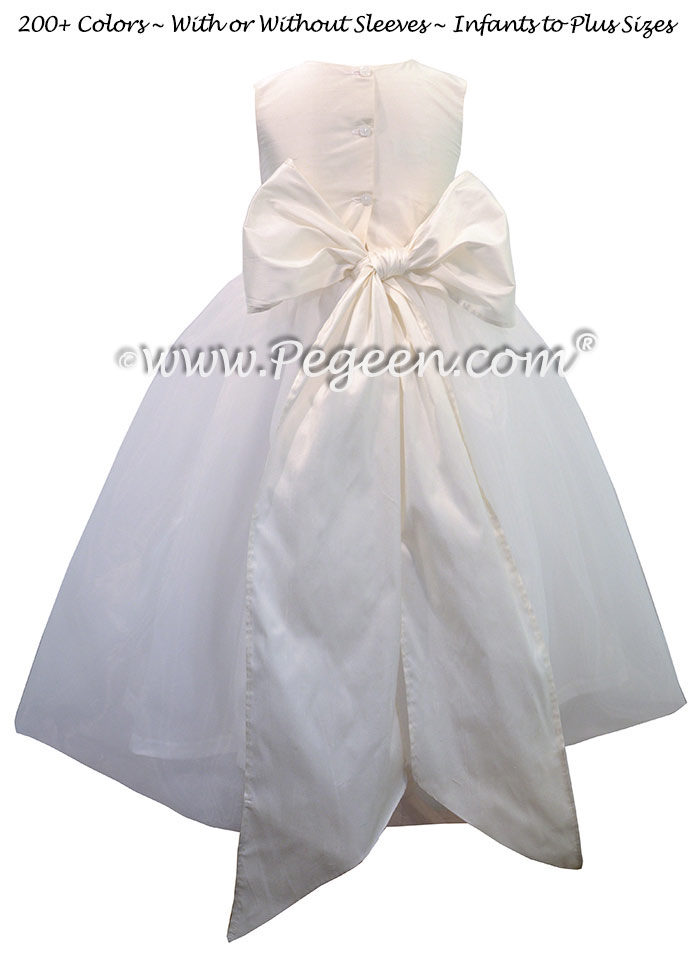 Custom Antique White Silk First Communion dress