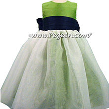 Organza and Flower Girl Dresses in Navy and Apple Green