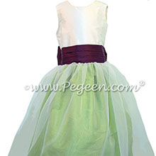 Apple Green and Eggplant custom flower girl dresses