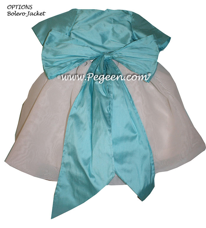 Bahama Breeze (aqua) and Antique White Infant Flower Girl Dress Style 326
