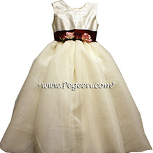 Burgundy Flower Girl Dresses WITH PEARLED BODICE