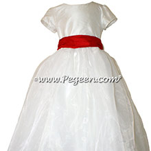 Christmas Red Flower Girl Dresses - Pegeen Style 326 with Cap Sleeves