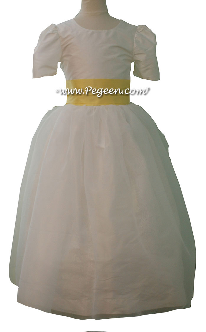 Style 326 in lemonade and New Ivory Custom Flower Girl Dresses