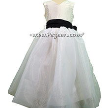 Organza and Silk Flower Girl Dresses in Navy