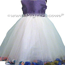 Periwinkle Flower Girl Dresses with mulitiple shades of petals Style 333 by pegeen