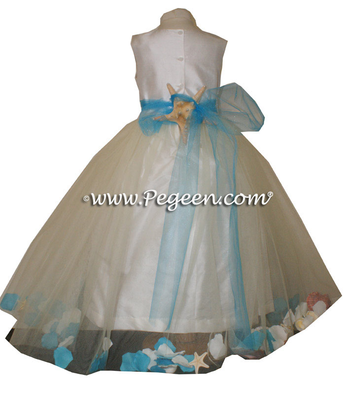 Tiffany Blue ballerina style Flower Girl Dresses with sea shell in her tulle