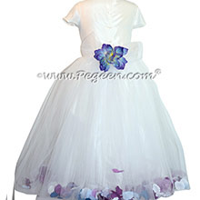 Antique White Flower Girl Dresses with Petals and Sea Shells