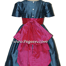 ARIAL BLUE AND SHOCK PINK flower girl dresses