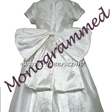 Antique White Silk Monogrammed Flower Girl Dresses PEGEEN Style 345