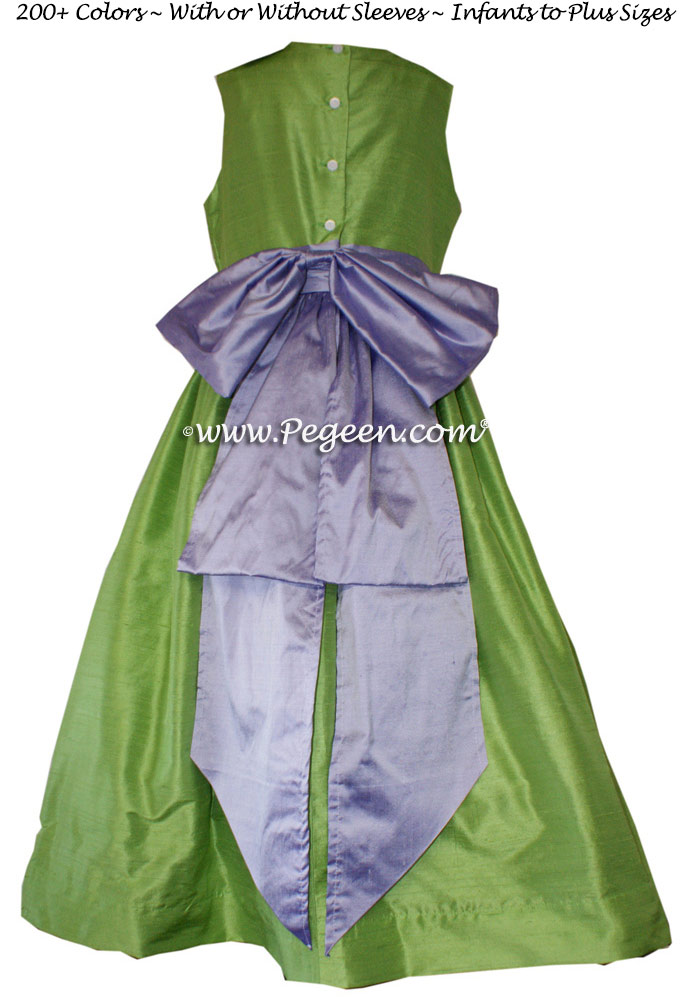 Wisteria and Apple Green flower girl dresses