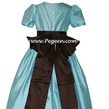Flower Girl Dresses in bahama breeze turquoise and Chocolate