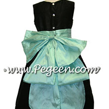 black and aqua flower girl dresses