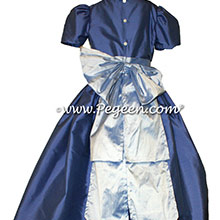 Wisteria and bright Blueberry Silk flower girl dress - Pegeen Style 345