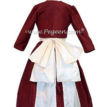 CRANBERRY AND ANTIQUE WHITE JUNIOR BRIDESMAIDS DRESSES STYLE 388 BY PEGEEN