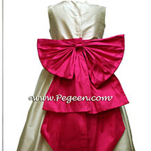 RASPBERRY AND BISQUE flower girl dresses