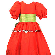 Sprite Green and christmas red silk FLOWER GIRL DRESSES