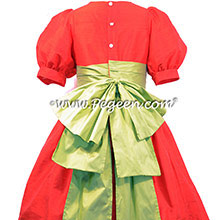 Sprite Green and christmas red silk FLOWER GIRL DRESSES