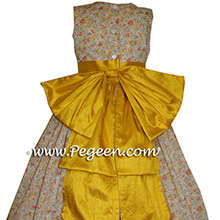 Goldenrod and Ivory silk flower girl dresses