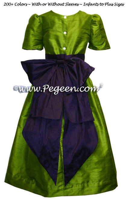 Grass green and grape (purple) flower girl dresses