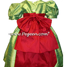 lime green and christmas red silk infant flower girl dresses