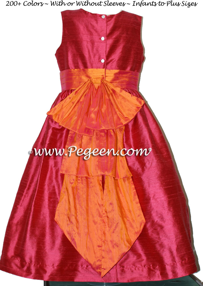 Lipstick Pink and Mango Style 345 Flower Girl Dress