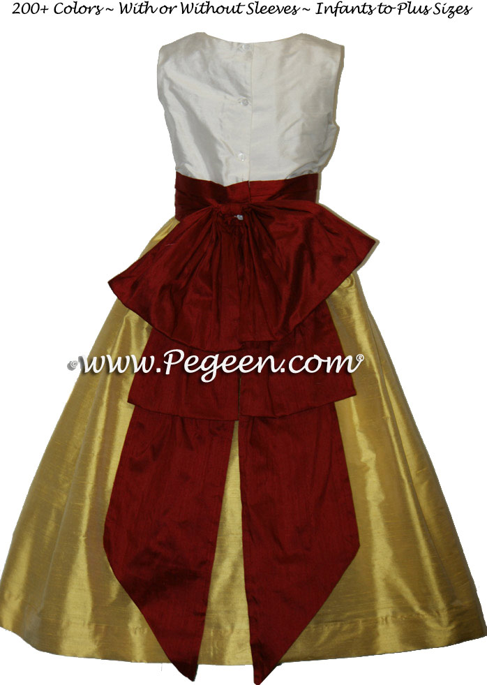 Mustard and Cranberry Flower Girl Dresse
