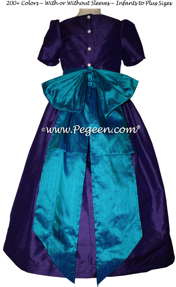 Flower Girl Dresses Classic Style 345 Peacock (teal) and Purple | Pegeen