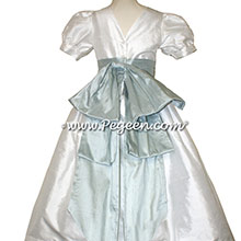Platinum Gray silk flower girl dresses in silk style 345 by Pegeen