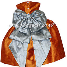 Custom Flower Girl Dresses in Silver Gray and Pumpkin Silk Style 345 by PEGEEN