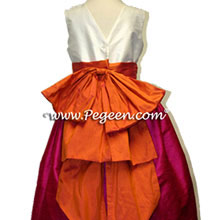 raspberry and mango flower girl dresses