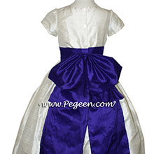 Royal Purple and Antique White flower girl dresses Style 345 by Pegeen