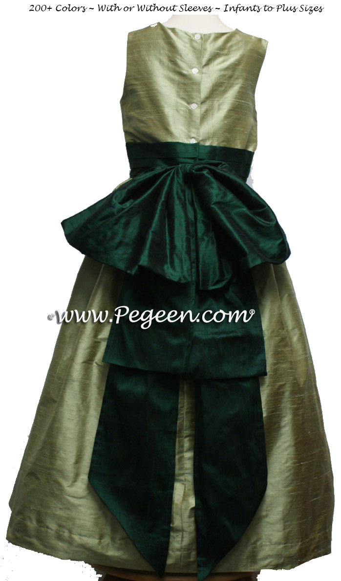 SAGE AND FOREST GREEN FLOWER GIRL DRESSES