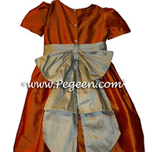 tangerine and tan flower girl dresses