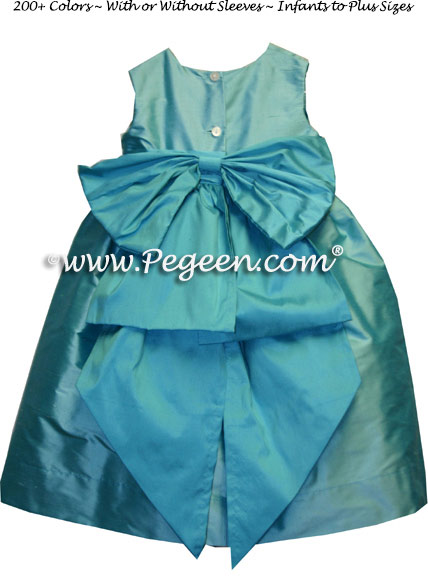 Tiffany Blue and Turquoise Silk Flower Girl Dresses Style 345