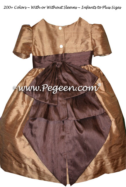 Ginger and chocolate brown toddler flower girl dresses