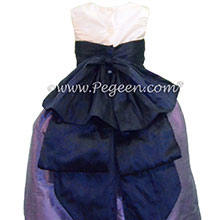 Violet & Grape Silk Cinderella Style Bow FLOWER GIRL DRESSES
