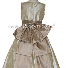 Wheat and Antigua Taupe Silk flower girl dresses Style 345 by Pegeen