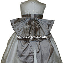 Wolf Gray and Antique White flower girl dresses Style 345 by Pegeen