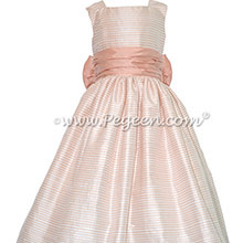 Custom Peach and Antique White Gingham Silk FLOWER GIRL DRESSES | PEGEEN Style 346