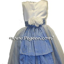 ocean BLUE AND chocolate brown Flower Girl Dresses