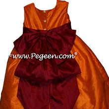 Tangerine and cranberry infant flower girl dresses