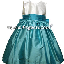tiffany blue and white and turquoise silk toddler dresses