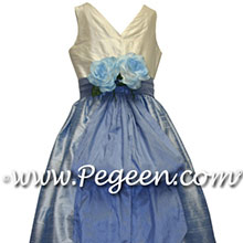 Denim blue flower girl dresses