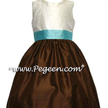 chocolate brown and lime green silk junior bridesmaids dresses