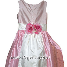 Hibiscus Pink silk custom flower girl dresses