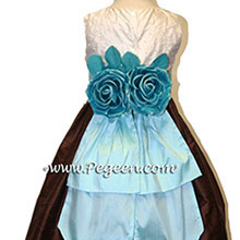 Tiffany blue and chocolate brown flower girl dresses