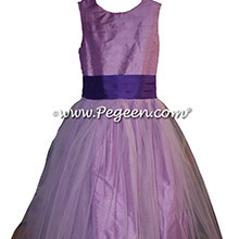 Amethyst and Purple Heart silk and tulle flower girl dress style 356 BY PEGEEN
