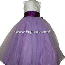 Amethyst and Berry SASH Silk Flower Girl Dresses by PEGEEN