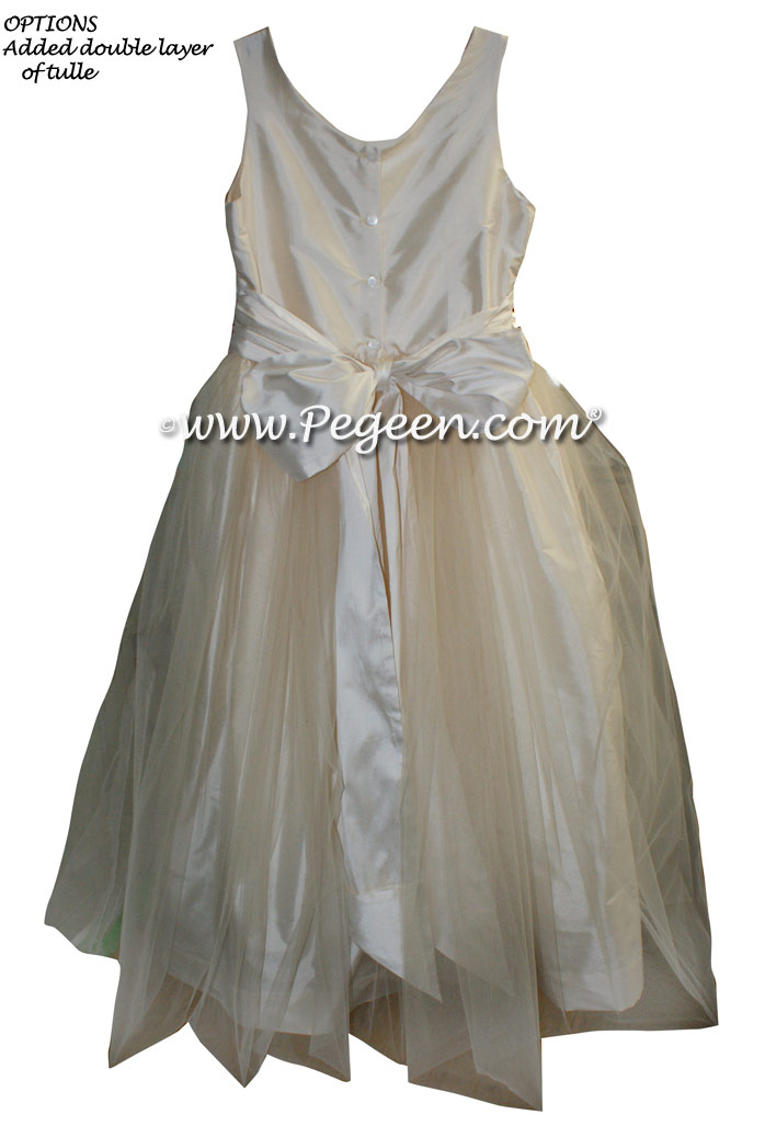 SUMMERTAN AND MIDNIGHT TULLE JUNIOR BRIDESMAID DRESS